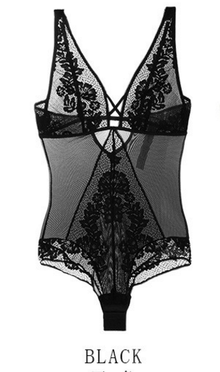 Lace Bodysuit with Sheer Shaping Lingerie and Back Design