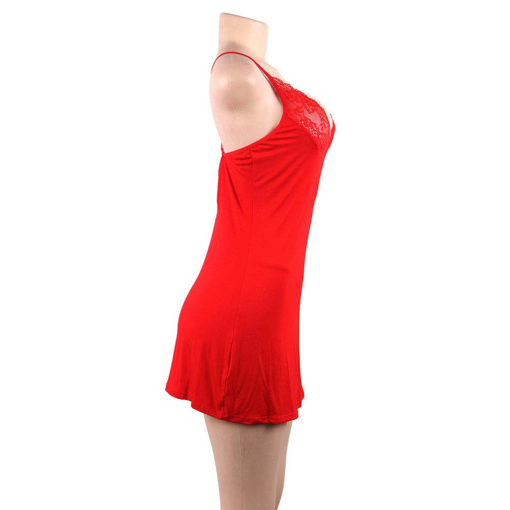 Plus Size Sexy Lace Nightgown with Spaghetti Straps